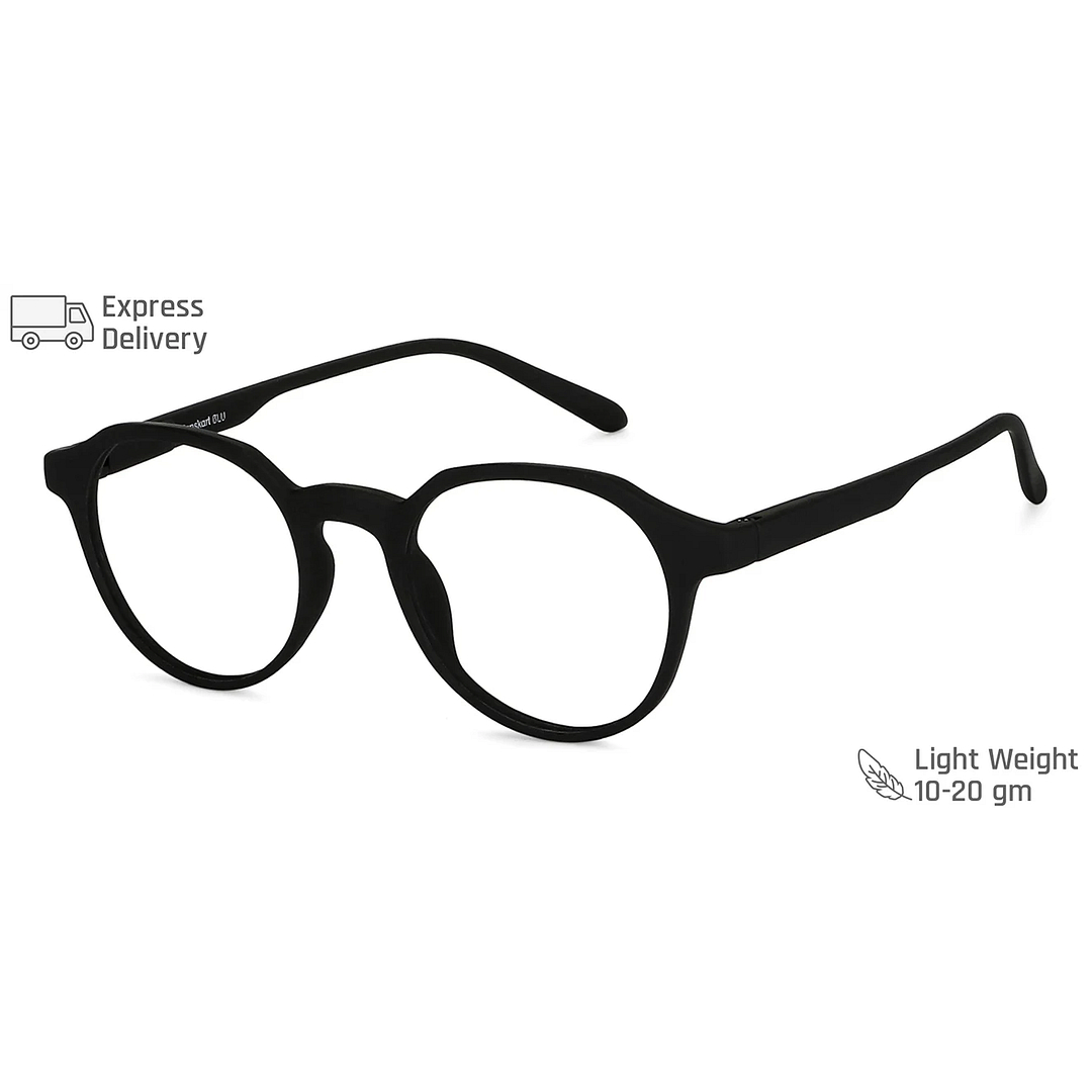 Lenskart BLU Screen Glasses Blue Block Zero Power Screen Glasses: Black Full Rim Round Lenskart Blu LB E14060-C1 right side