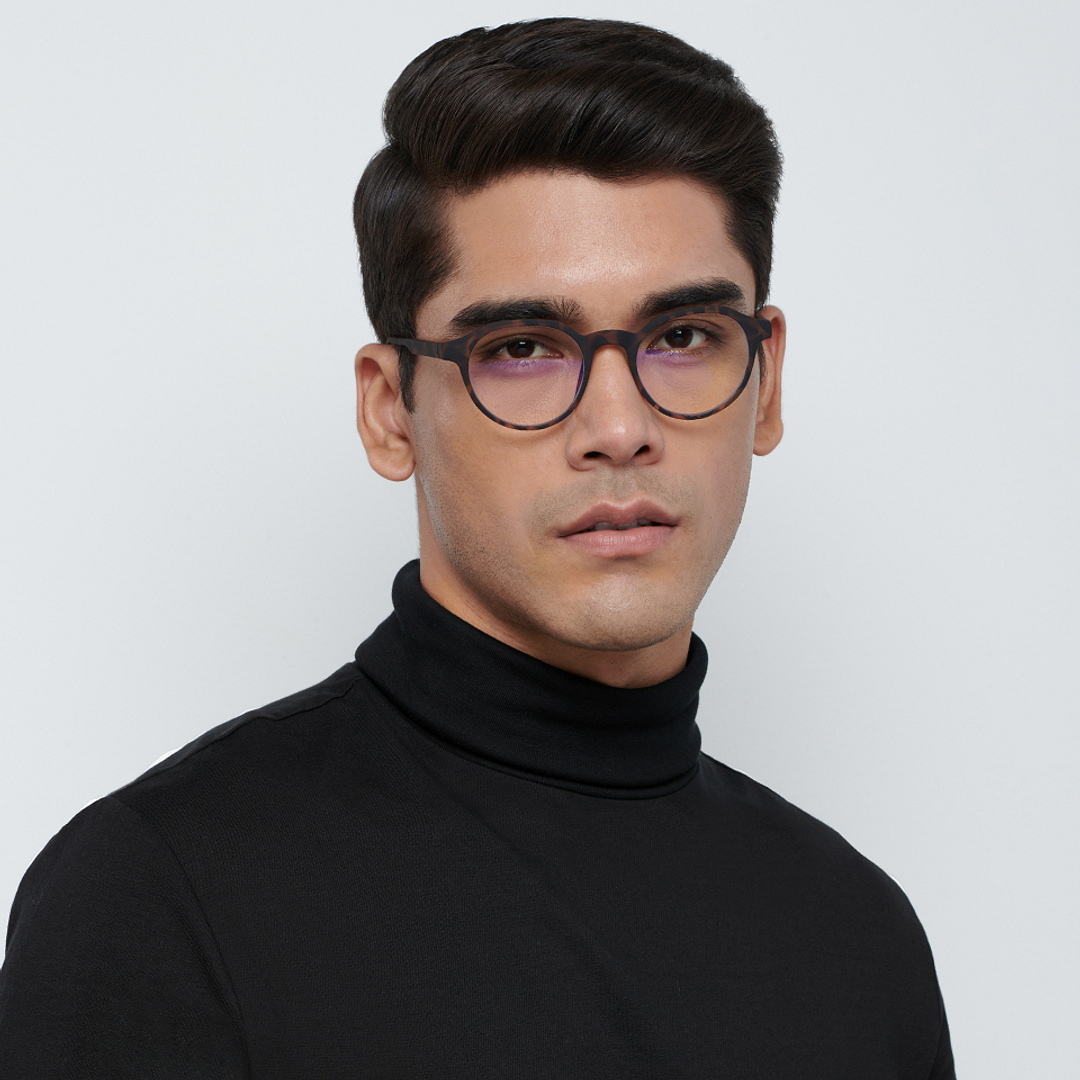 Lenskart BLU Screen Glasses Blue Block Zero Power Screen Glasses: Tortoise Full Rim Round Lenskart Blu LB E14060-C2 right side