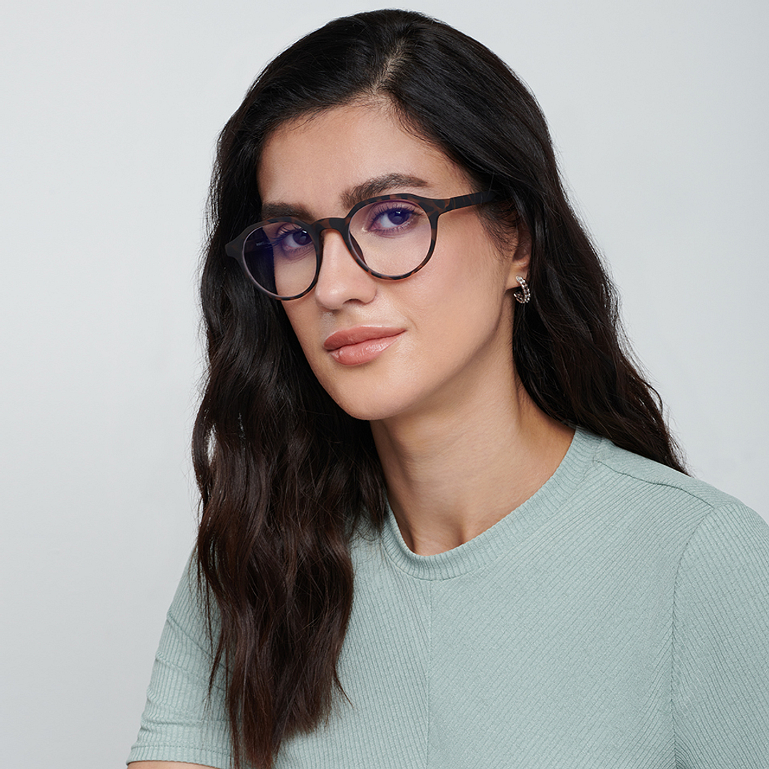 Lenskart BLU Screen Glasses Blue Block Zero Power Screen Glasses: Tortoise Full Rim Round Lenskart Blu LB E14060-C2 right side