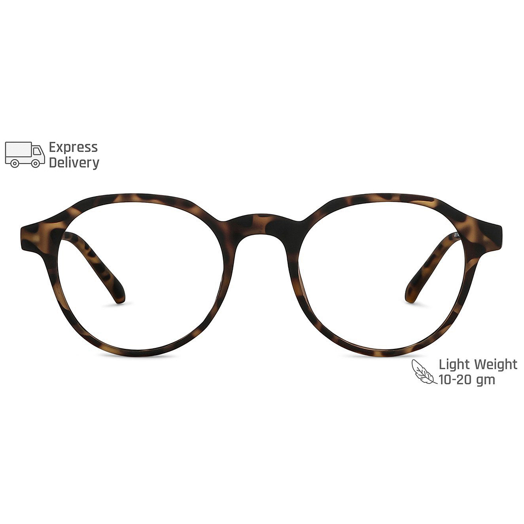 Lenskart BLU Screen Glasses Blue Block Zero Power Screen Glasses: Tortoise Full Rim Round Lenskart Blu LB E14060-C2 left side