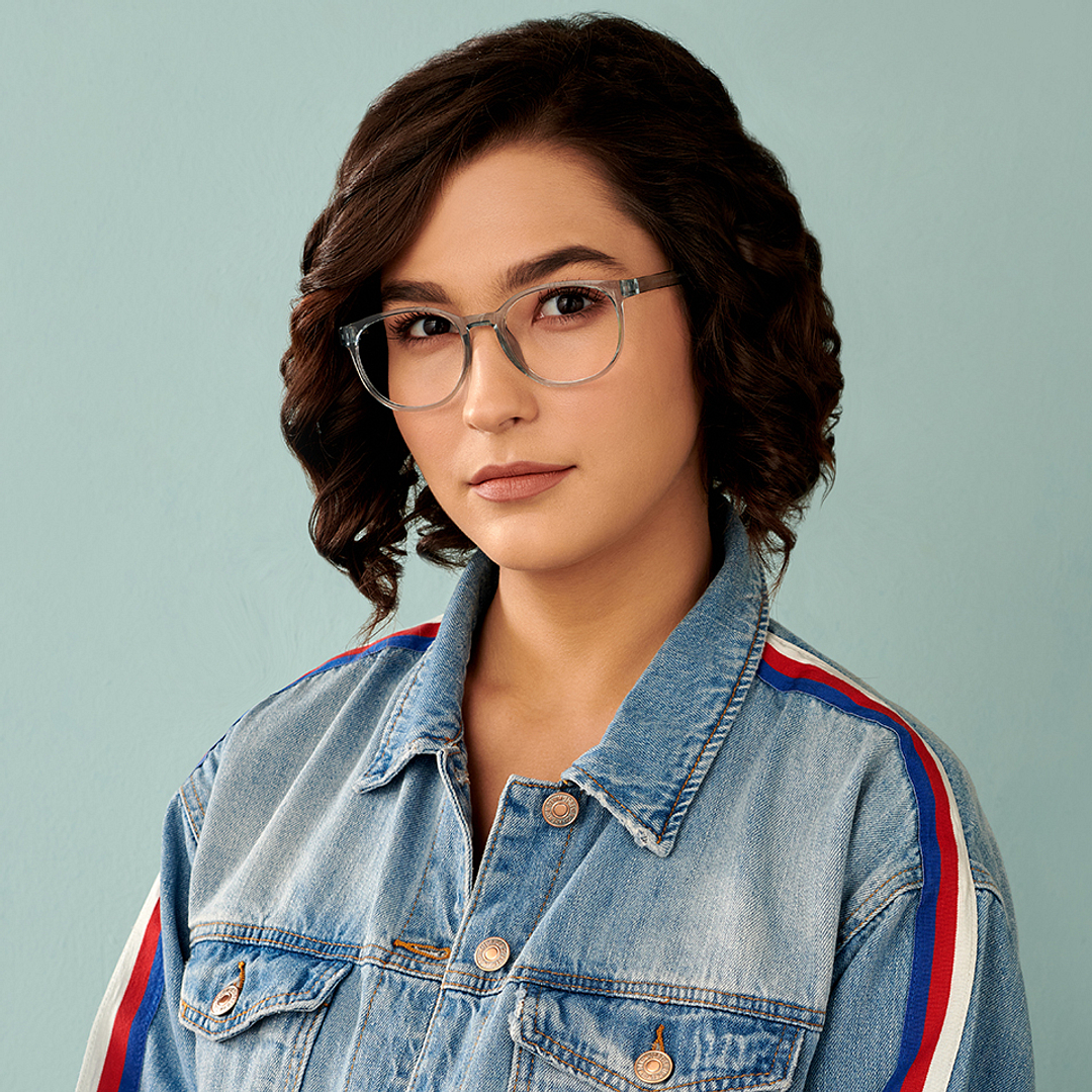 Lenskart BLU Screen Glasses Blue Block Zero Power Screen Glasses : Gray Transparent Blue Full Rim Round Lenskart BLU LB E14061-C1 left side