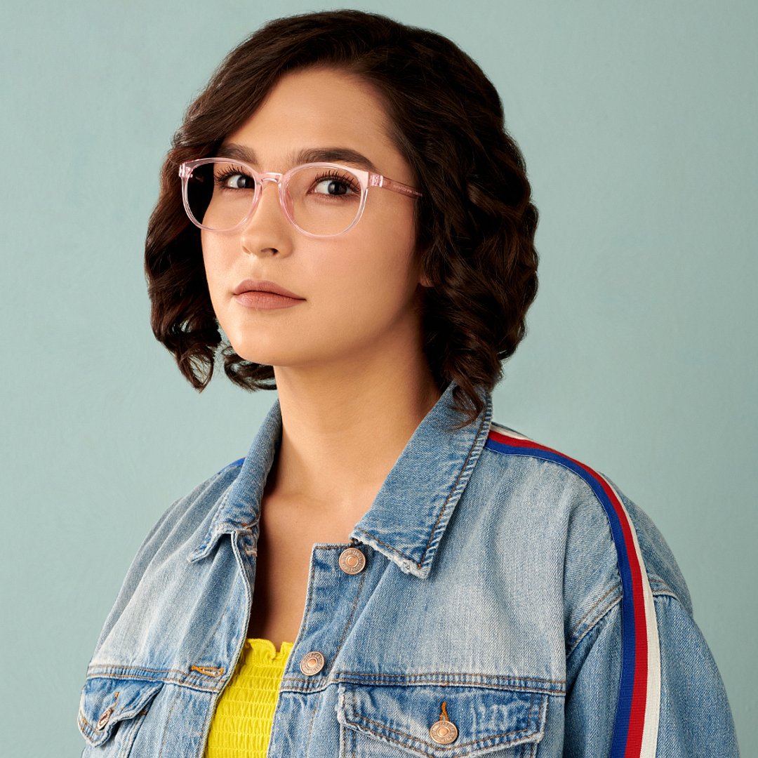 Lenskart BLU Screen Glasses Blue Block Zero Power Screen Glasses : Pink Transparent Pink Full Rim Round Lenskart Blu LB E14061-C2 right side