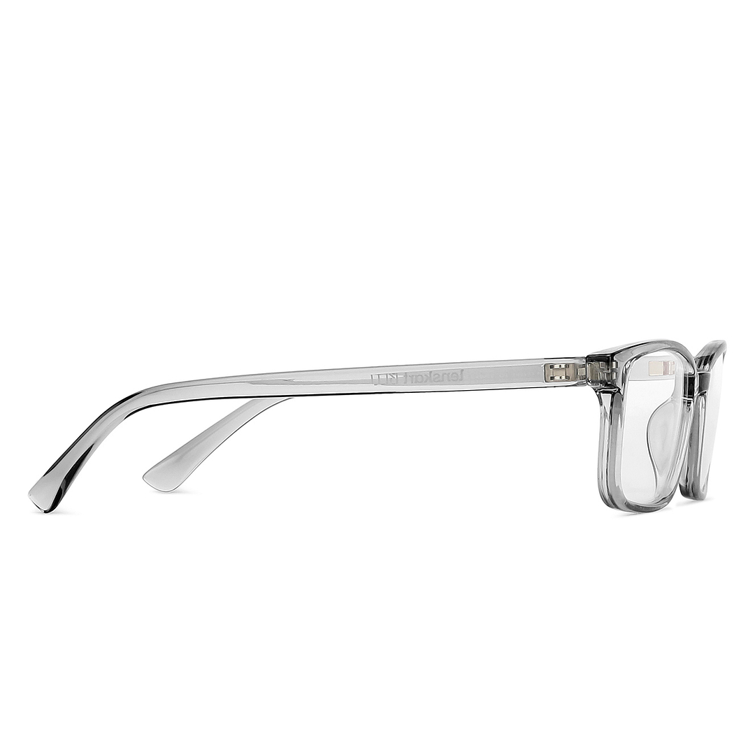 Lenskart BLU Screen Glasses Blue Block Zero Power Screen Glasses: Grey Transparent Full Rim Rectangle Lenskart BLU LB E14065-C1 left side