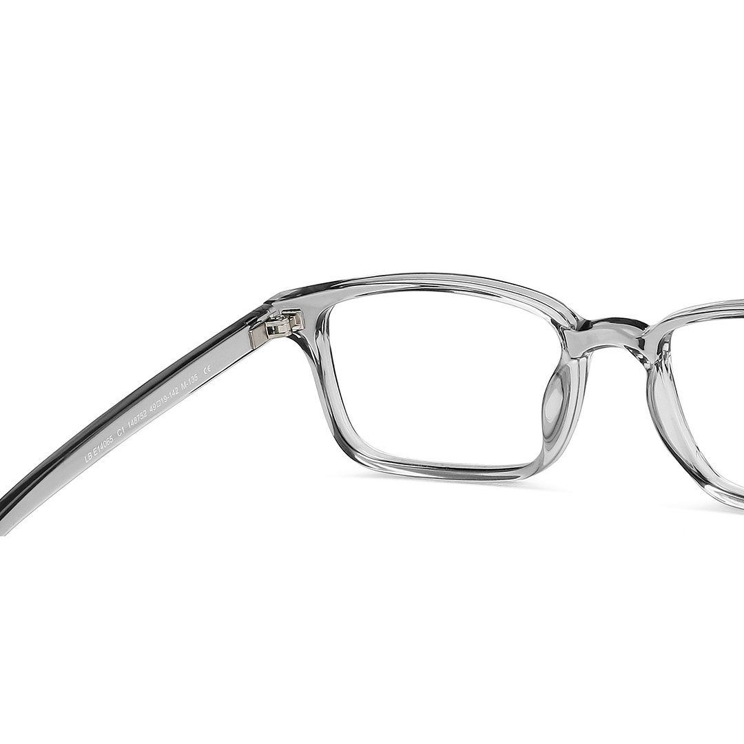 Lenskart BLU Screen Glasses Blue Block Zero Power Screen Glasses: Grey Transparent Full Rim Rectangle Lenskart BLU LB E14065-C1 right side