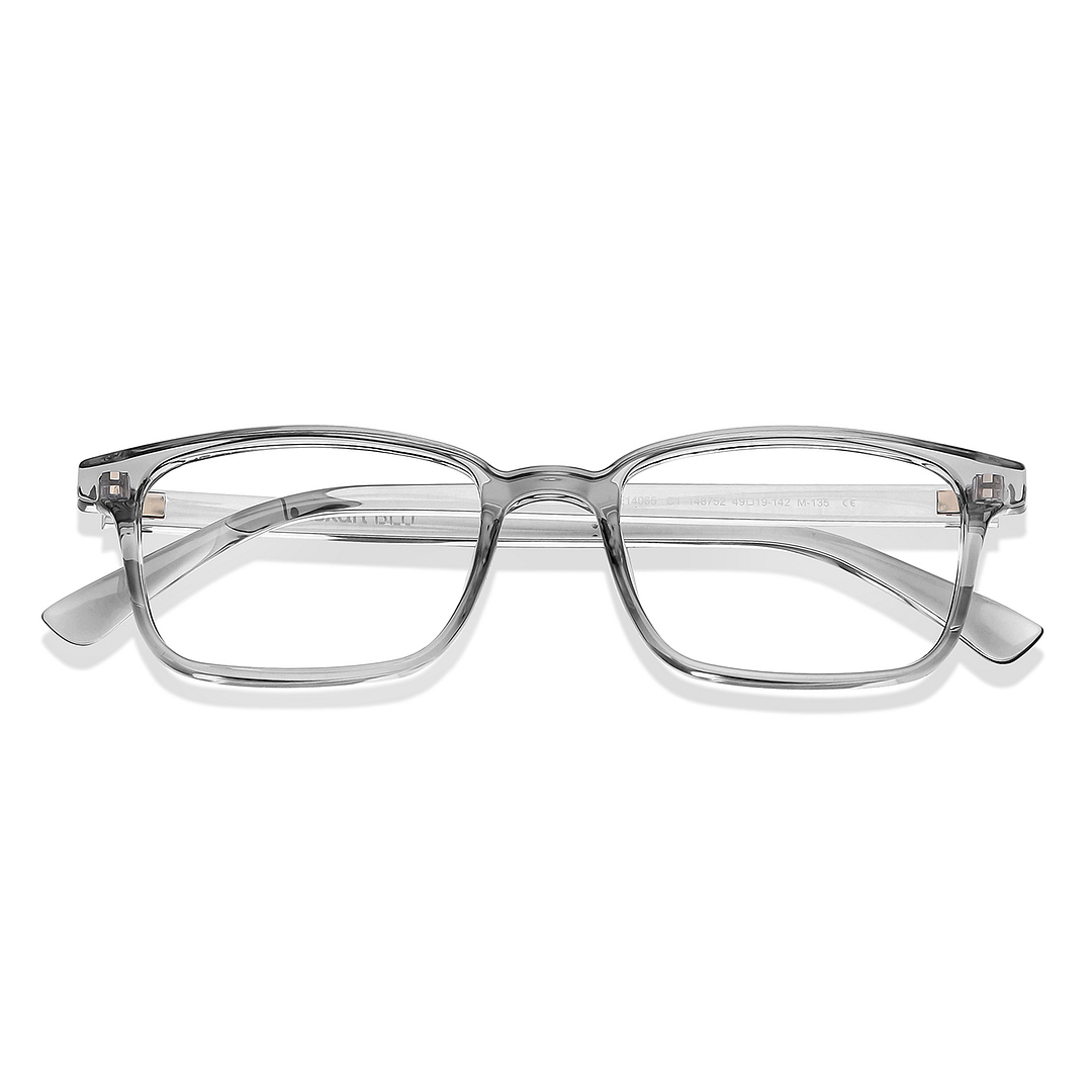 Lenskart BLU Screen Glasses Blue Block Zero Power Screen Glasses: Grey Transparent Full Rim Rectangle Lenskart BLU LB E14065-C1 left side