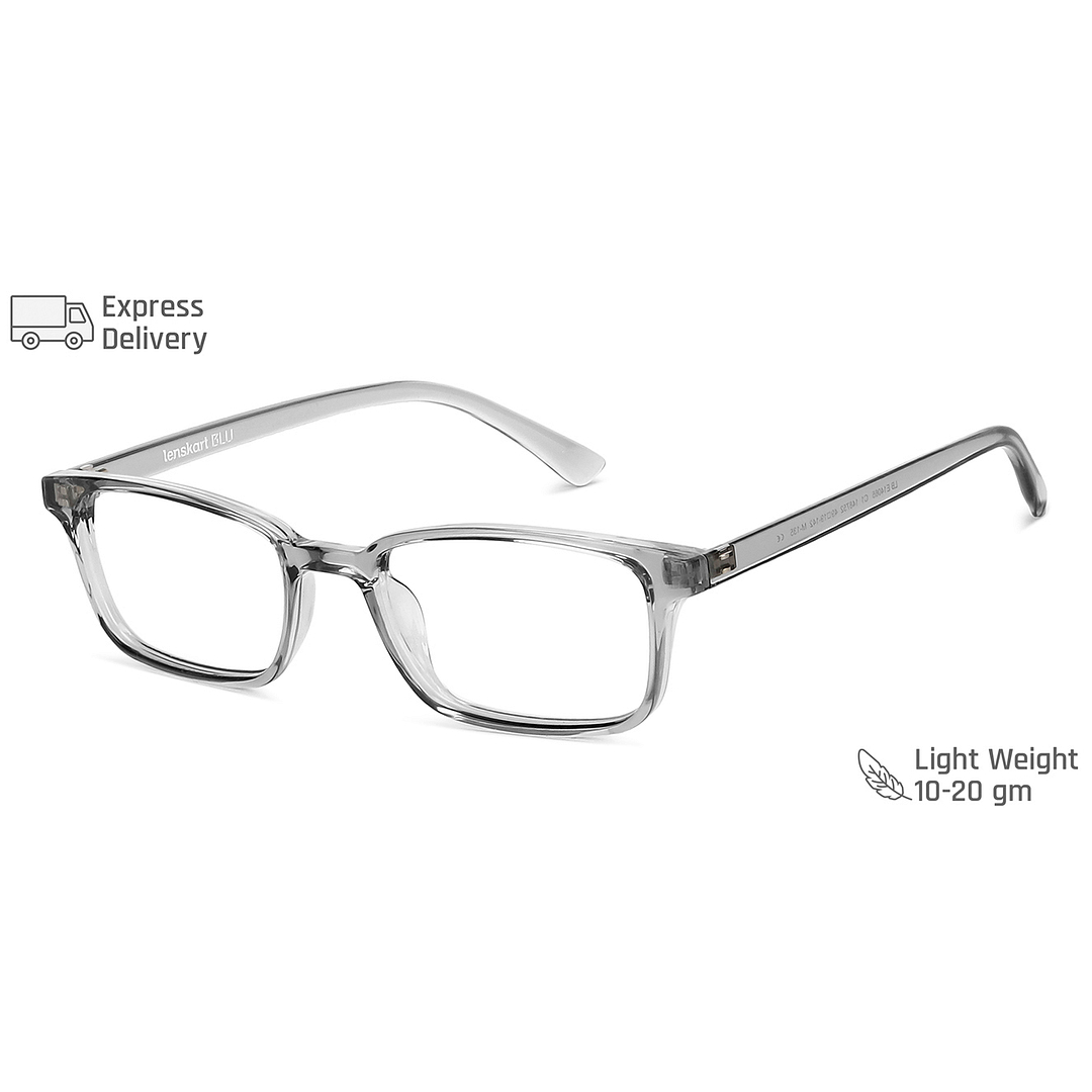 Lenskart BLU Screen Glasses Blue Block Zero Power Screen Glasses: Grey Transparent Full Rim Rectangle Lenskart BLU LB E14065-C1 right side