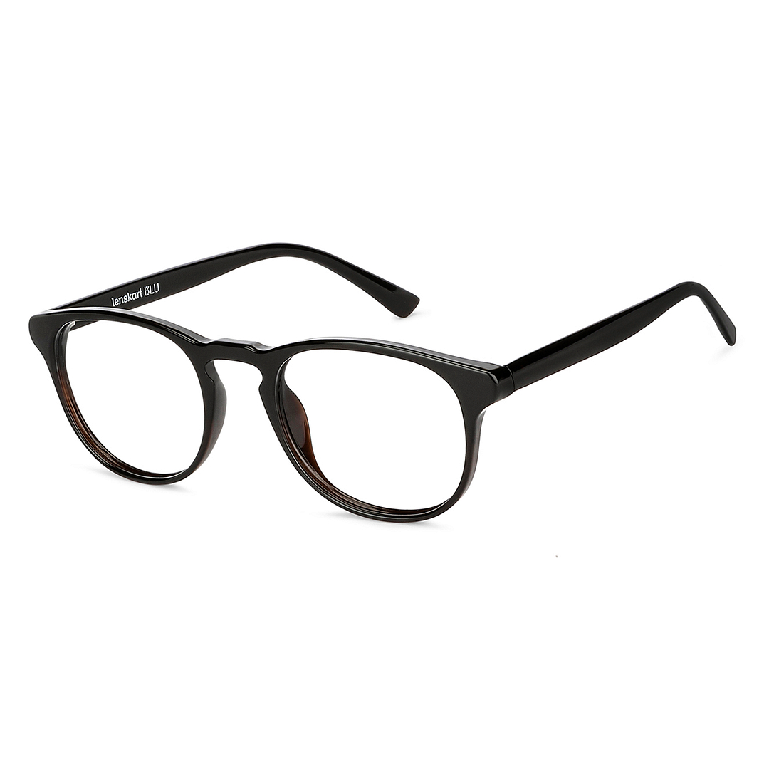 Lenskart BLU Screen Glasses Blue Block Zero Power Screen Glasses: Black Full Rim Round Lenskart BLU LB E14066-C2 right side
