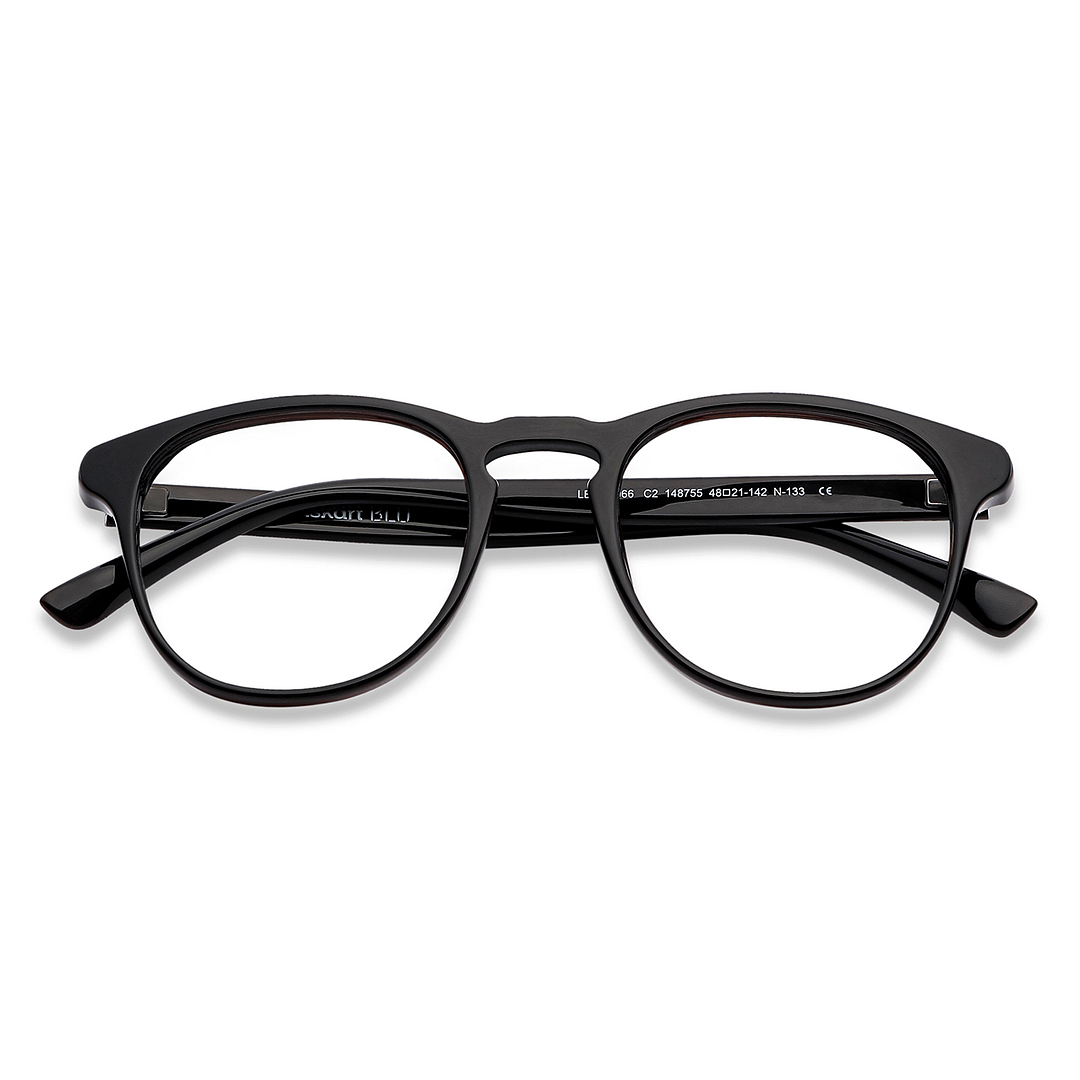 Lenskart BLU Screen Glasses Blue Block Zero Power Screen Glasses: Black Full Rim Round Lenskart BLU LB E14066-C2 left side