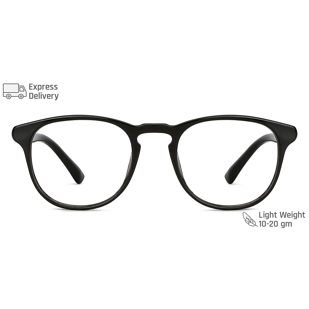 Lenskart BLU Screen Glasses Blue Block Zero Power Screen Glasses: Black Full Rim Round Lenskart BLU LB E14066-C2 left side