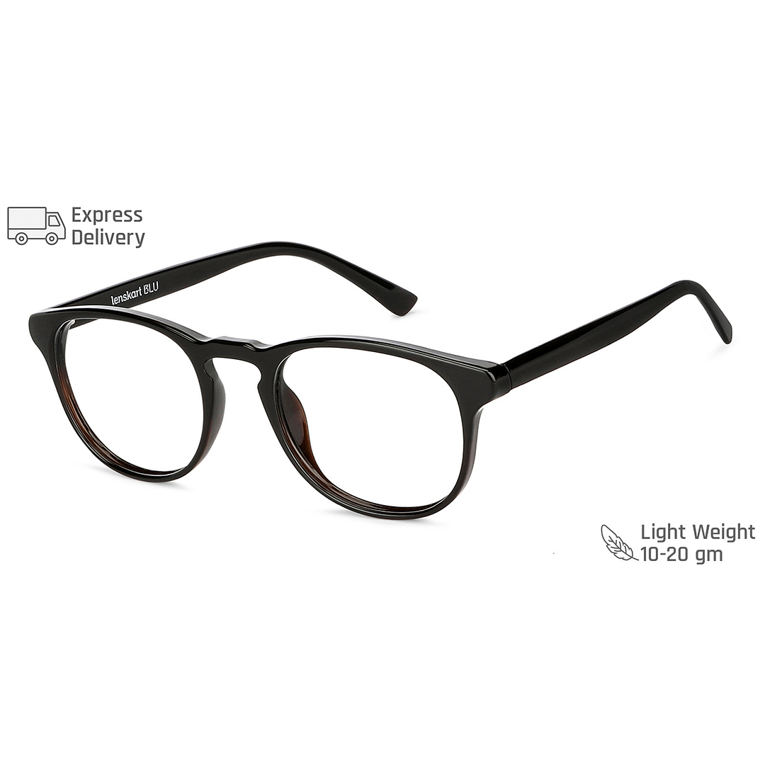 Lenskart BLU Screen Glasses Blue Block Zero Power Screen Glasses: Black Full Rim Round Lenskart BLU LB E14066-C2 right side