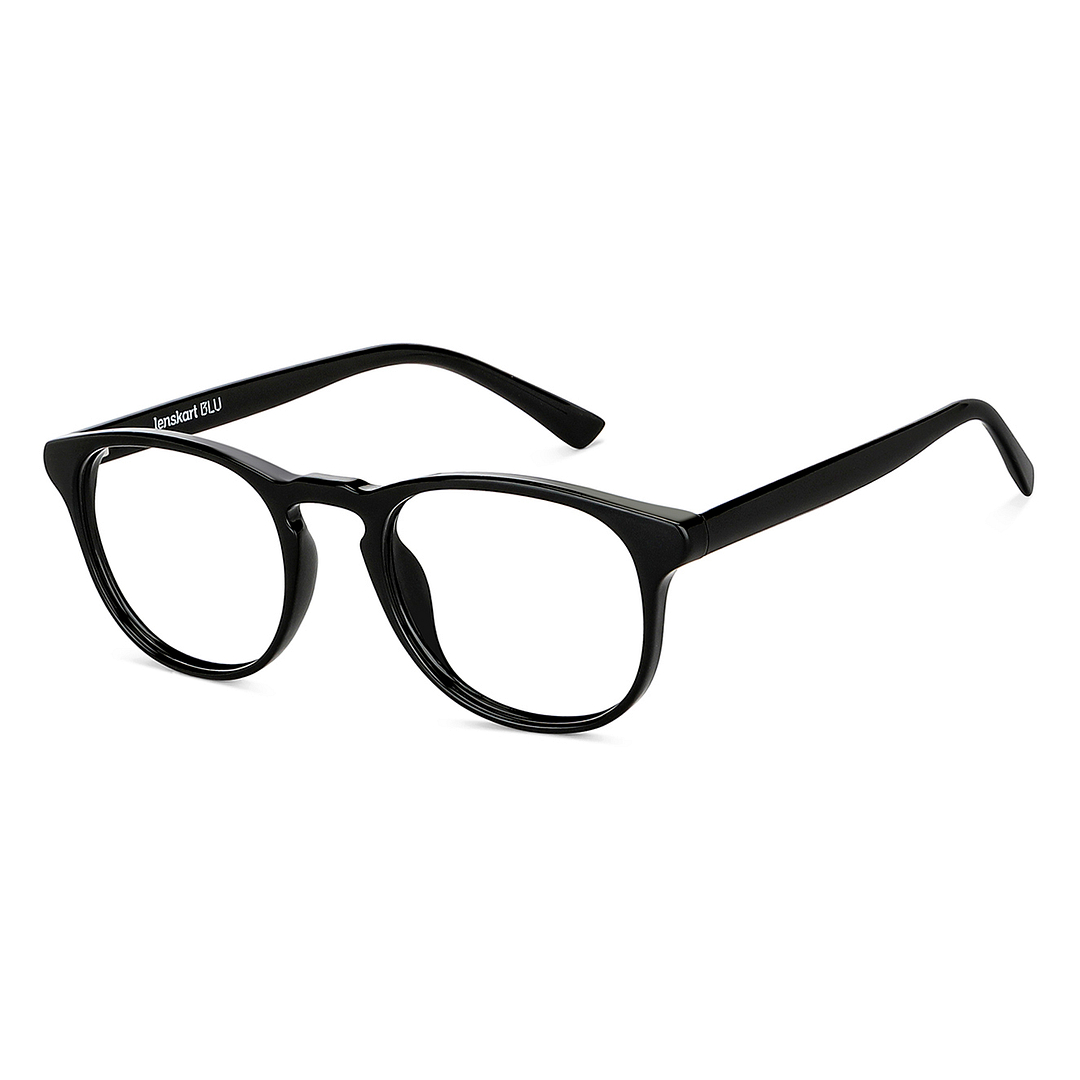 Lenskart BLU Screen Glasses Blue Block Zero Power Screen Glasses: Black Full Rim Round Lenskart BLU LB E14066-C5 right side