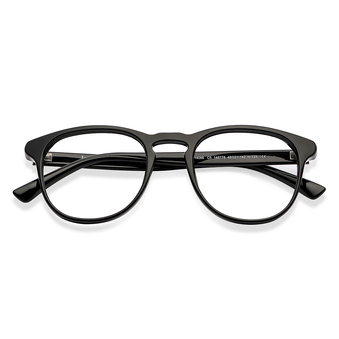Lenskart BLU Screen Glasses Blue Block Zero Power Screen Glasses: Black Full Rim Round Lenskart BLU LB E14066-C5 left side