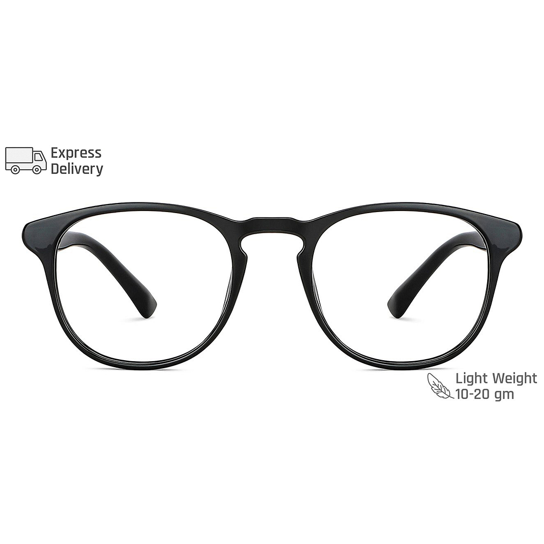Lenskart BLU Screen Glasses Blue Block Zero Power Screen Glasses: Black Full Rim Round Lenskart BLU LB E14066-C5 left side