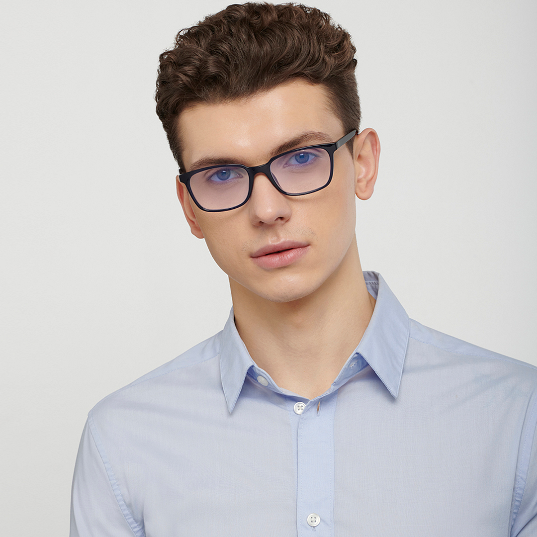 Lenskart BLU Screen Glasses Blue Block Zero Power Screen Glasses: Blue Full Rim Rectangle Lenskart BLU LB E14067-C3 left side