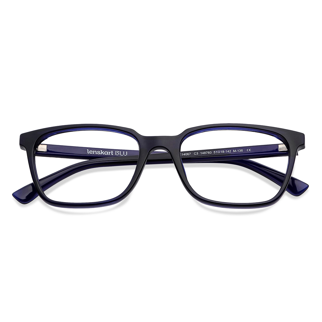 Lenskart BLU Screen Glasses Blue Block Zero Power Screen Glasses: Blue Full Rim Rectangle Lenskart BLU LB E14067-C3 left side