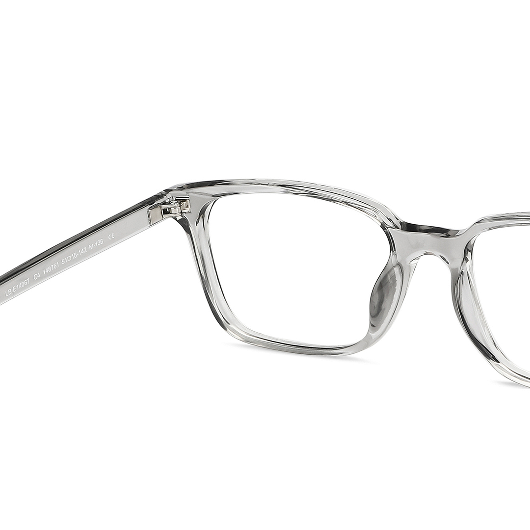 Lenskart BLU Screen Glasses Blue Block Zero Power Screen Glasses : Grey Transparent Full Rim Rectangle Lenskart BLU LB E14067-C4 right side