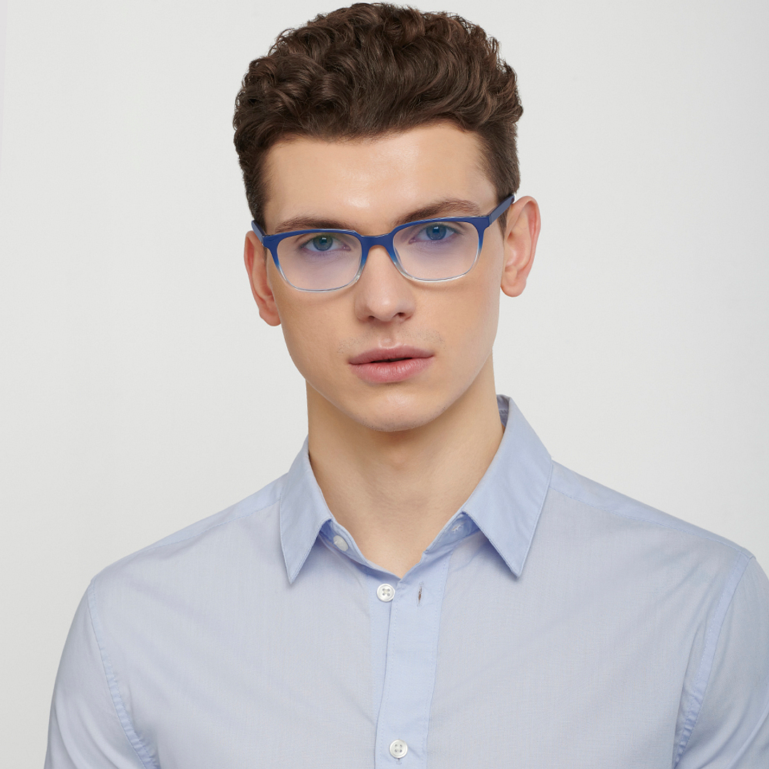 Lenskart BLU Screen Glasses Blue Block Zero Power Screen Glasses : BlueTransparent Full Rim Rectangle Lenskart BLU LB E14067-C5 left side