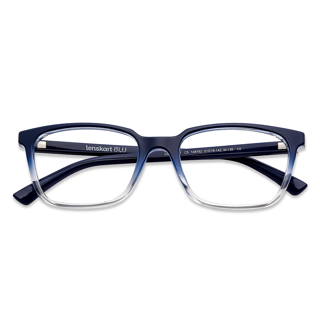 Lenskart BLU Screen Glasses Blue Block Zero Power Screen Glasses : BlueTransparent Full Rim Rectangle Lenskart BLU LB E14067-C5 left side