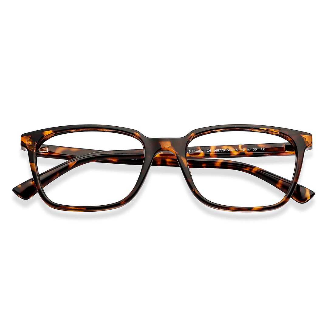 Lenskart BLU Screen Glasses Blue Block Zero Power Screen Glasses: Tortoise Full Rim Rectangle Lenskart BLU LB E14067-C6 left side