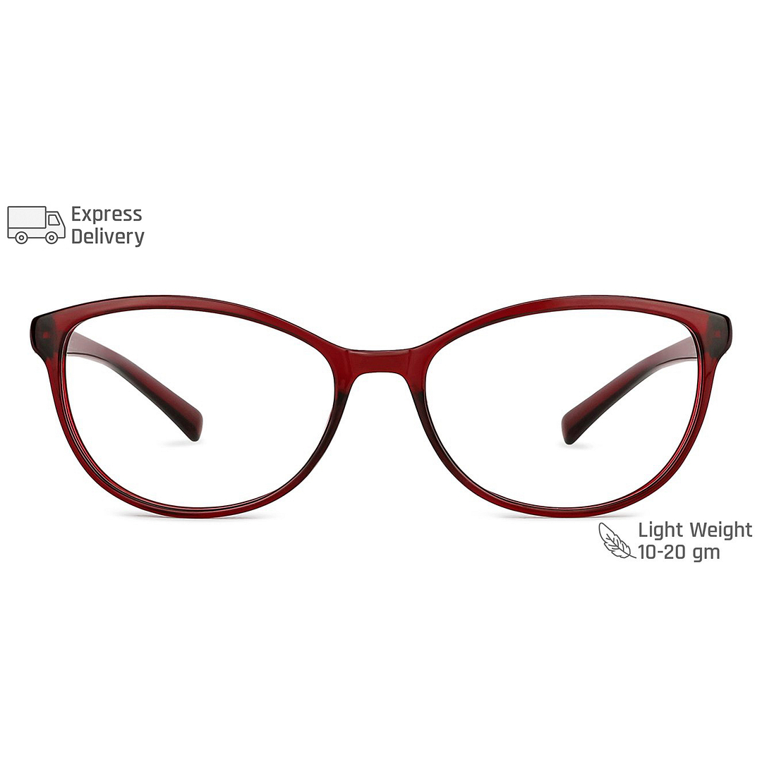 Lenskart BLU Screen Glasses Blue Block Zero Power Screen Glasses: Maroon Transparent Full Rim Cat Eye Lenskart BLU LB E14069-C3 left side