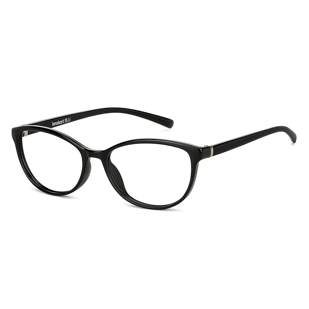 Lenskart BLU Screen Glasses Blue Block Zero Power Screen Glasses: Black Full Rim Cat Eye Lenskart BLU LB E14069-C4 right side