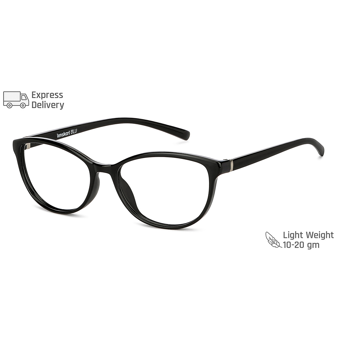 Lenskart BLU Screen Glasses Blue Block Zero Power Screen Glasses: Black Full Rim Cat Eye Lenskart BLU LB E14069-C4 right side