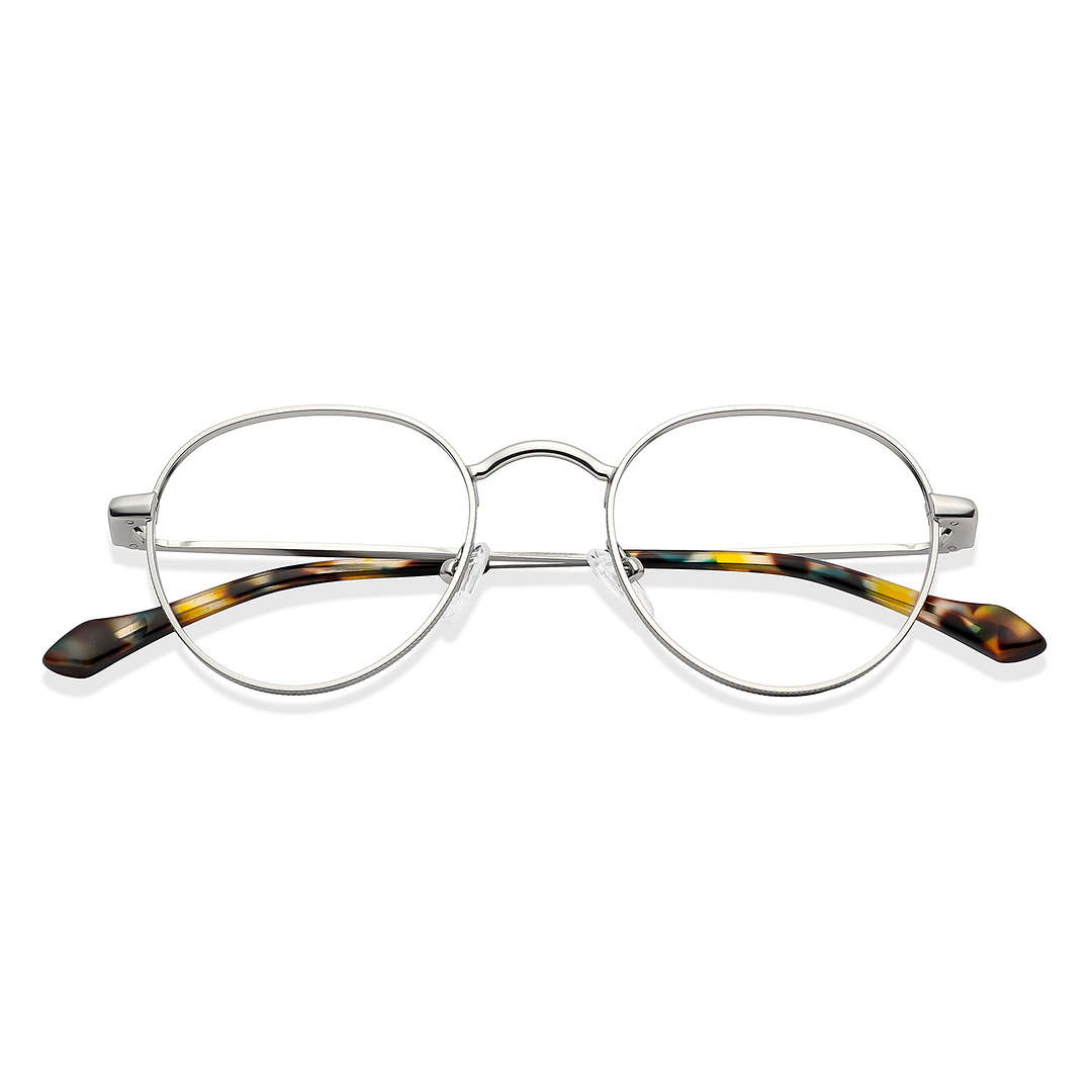 Lenskart BLU Screen Glasses Blue Block Zero Power Screen Glasses : Silver Tortoise Full Rim Round Lenskart Blu LB E14131-C1 left side