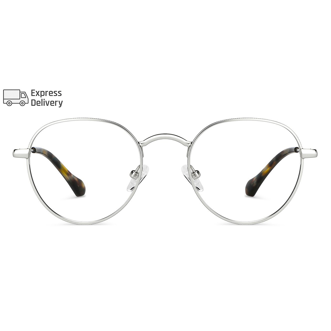 Lenskart BLU Screen Glasses Blue Block Zero Power Screen Glasses : Silver Tortoise Full Rim Round Lenskart Blu LB E14131-C1 right side