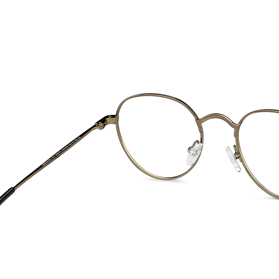 Lenskart BLU Screen Glasses Blue Block Zero Power Screen Glasses : Gold Black Full Rim Round Lenskart BLU LB E14131-C2 right side