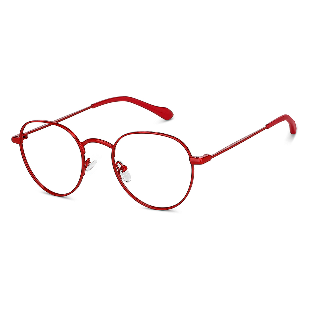 Lenskart BLU Screen Glasses Blue Block Zero Power Screen Glasses : Red Full Rim Round Lenskart Blu LB E14131-C3 right side