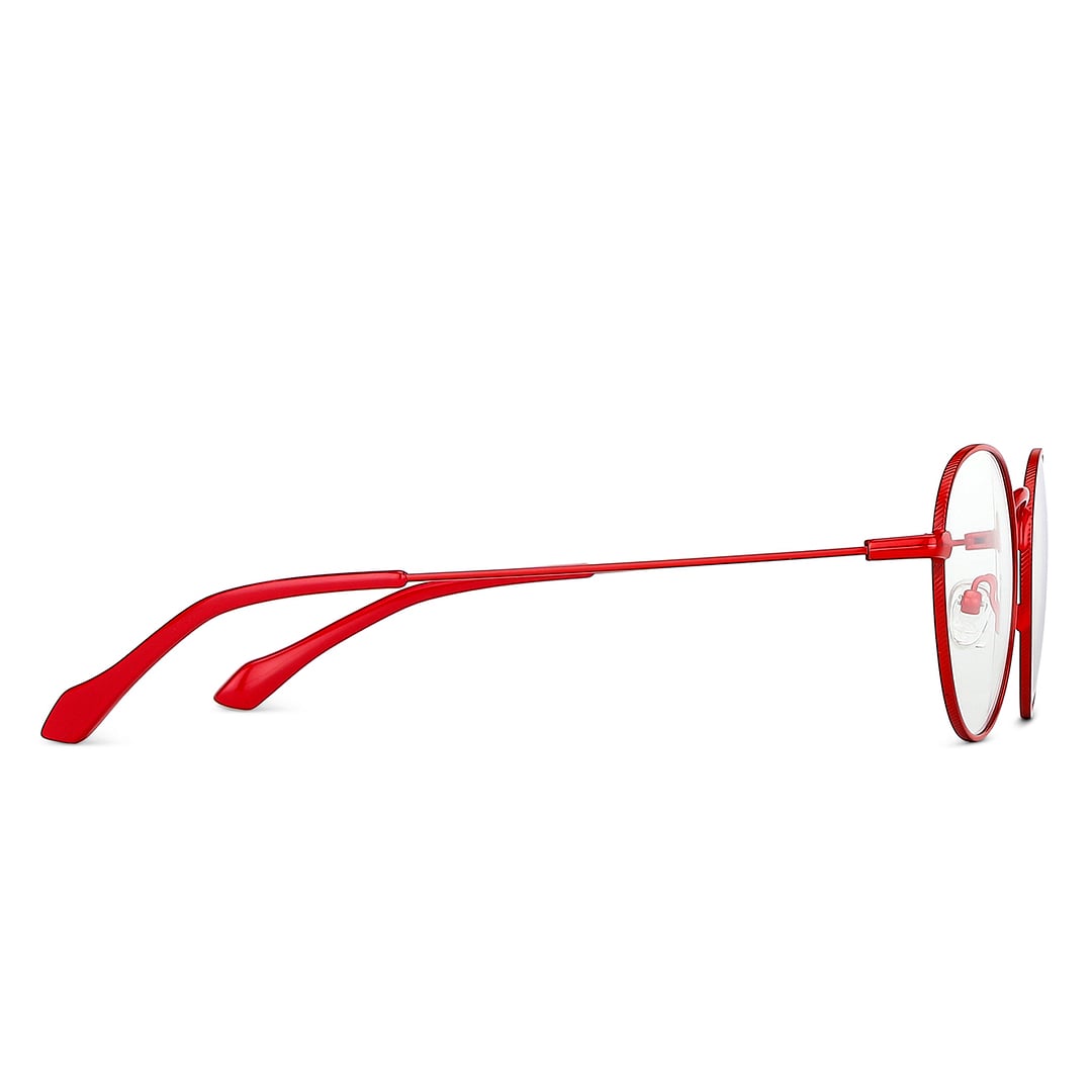 Lenskart BLU Screen Glasses Blue Block Zero Power Screen Glasses : Red Full Rim Round Lenskart Blu LB E14131-C3 left side