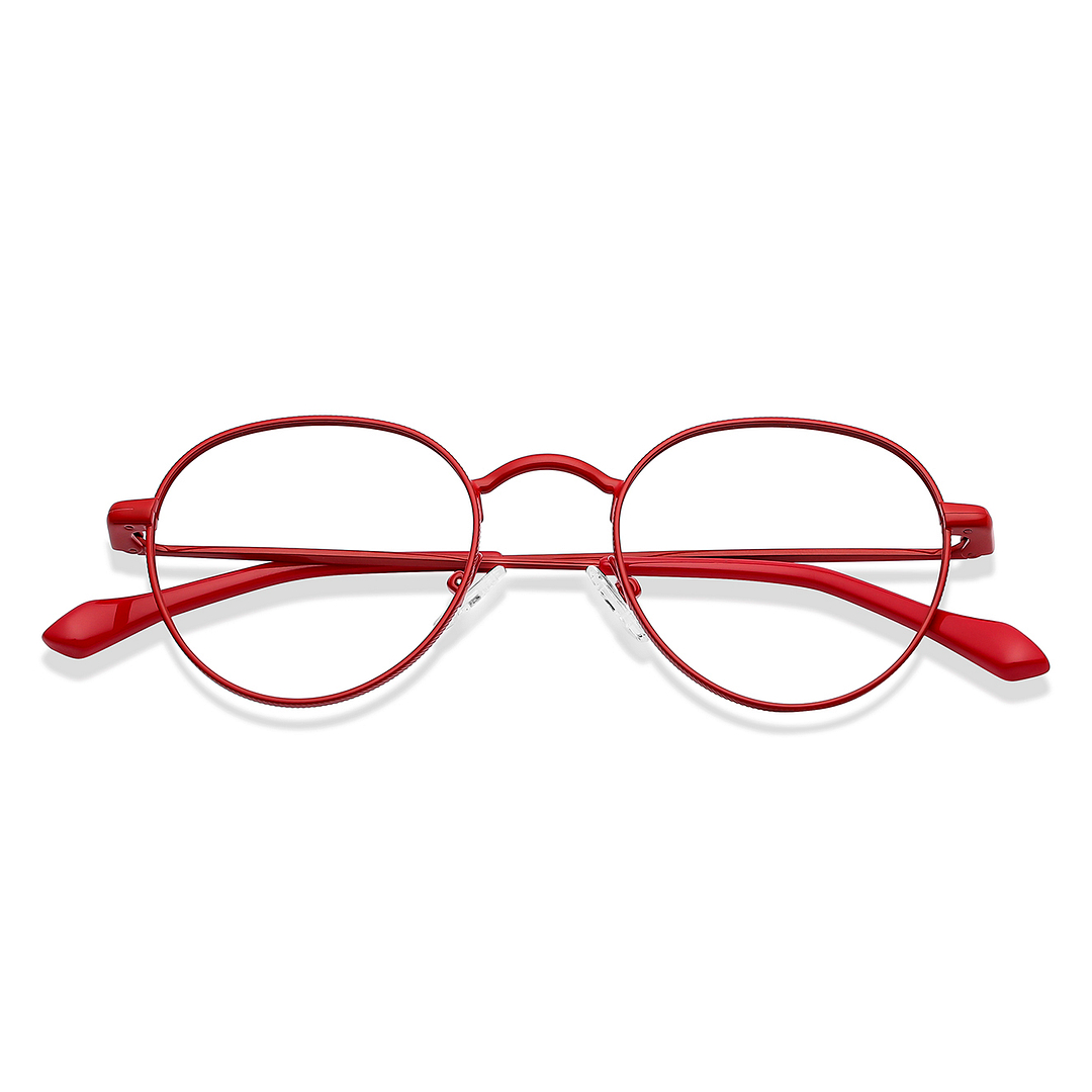 Lenskart BLU Screen Glasses Blue Block Zero Power Screen Glasses : Red Full Rim Round Lenskart Blu LB E14131-C3 left side