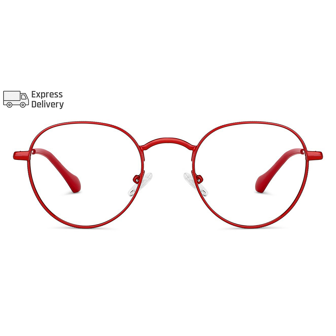 Lenskart BLU Screen Glasses Blue Block Zero Power Screen Glasses : Red Full Rim Round Lenskart Blu LB E14131-C3 left side