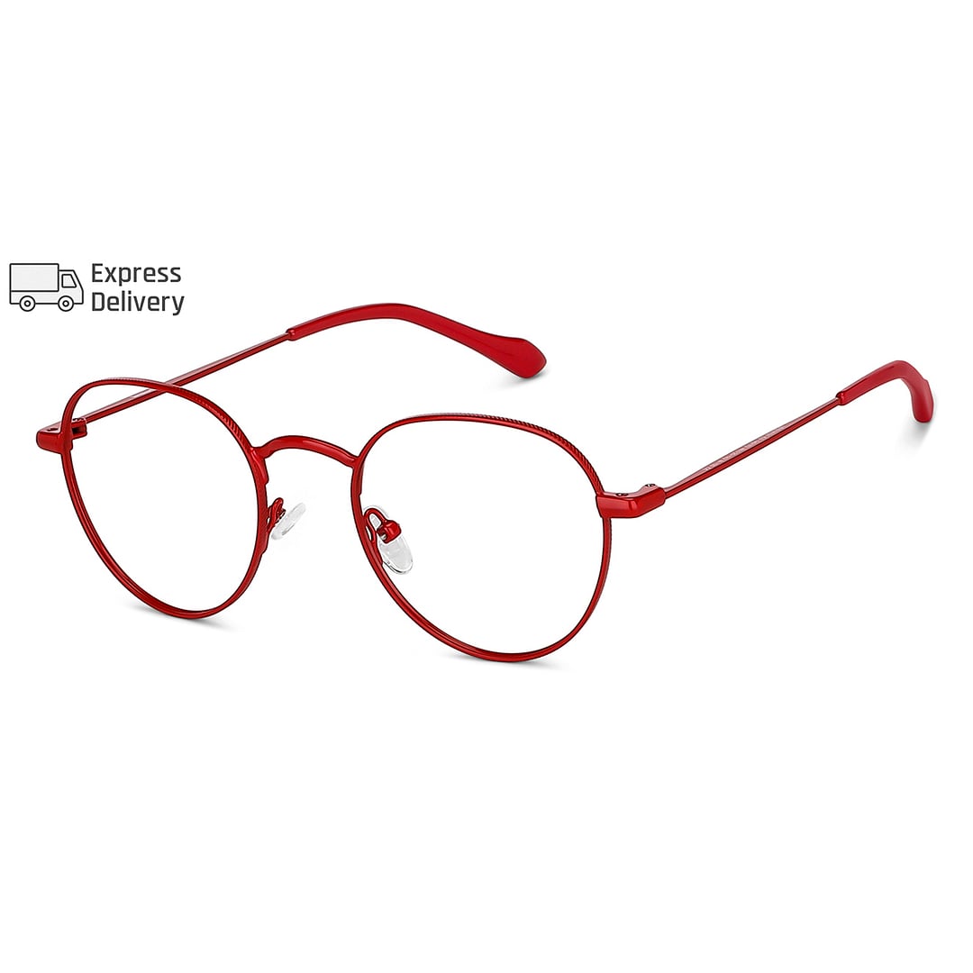 Lenskart BLU Screen Glasses Blue Block Zero Power Screen Glasses : Red Full Rim Round Lenskart Blu LB E14131-C3 right side