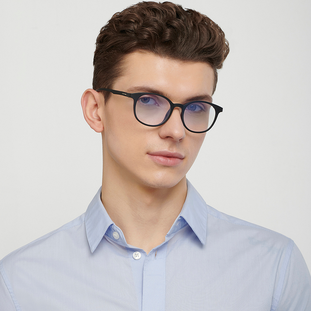 Lenskart BLU Screen Glasses Blue Block Zero Power Screen Glasses: Black Full Rim Round Lenskart BLU LB E14240-C1 right side