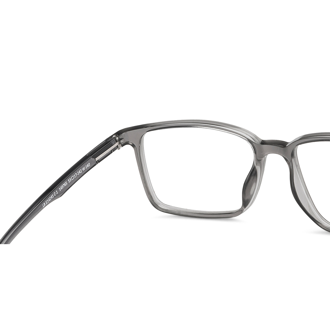 Lenskart BLU Screen Glasses Blue Block Zero Power Screen Glasses : Grey Transparent Full Rim Rectangle Lenskart Blu LB E14241-C1 right side