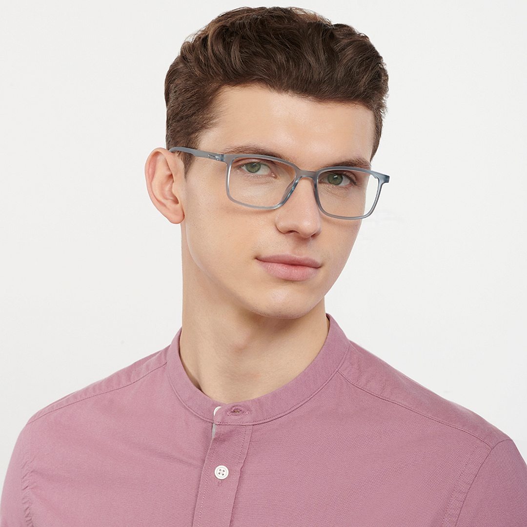 Lenskart BLU Screen Glasses Blue Block Zero Power Screen Glasses : Grey Transparent Full Rim Rectangle Lenskart Blu LB E14241-C2 right side