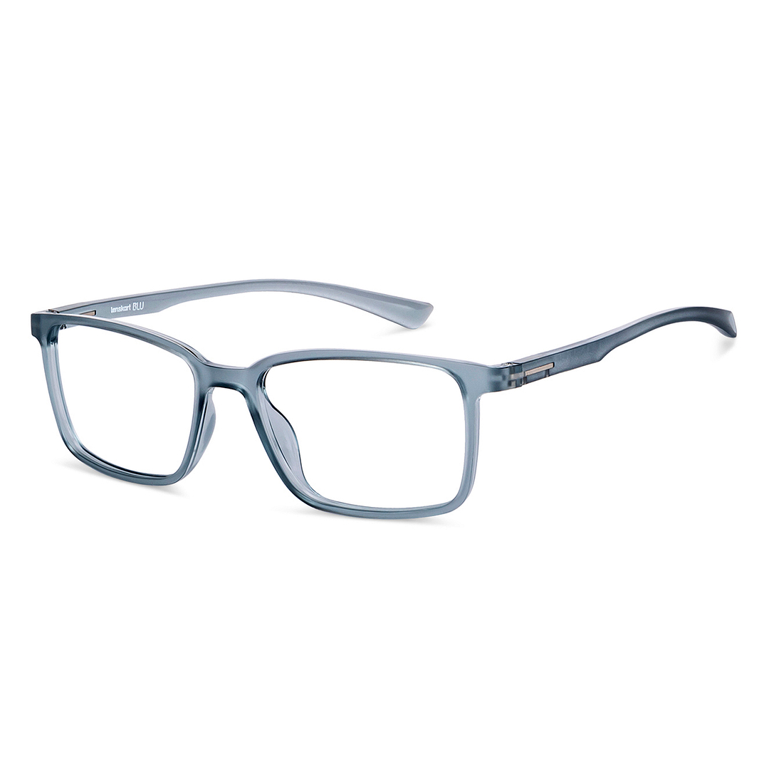 Lenskart BLU Screen Glasses Blue Block Zero Power Screen Glasses : Grey Transparent Full Rim Rectangle Lenskart Blu LB E14241-C2 right side