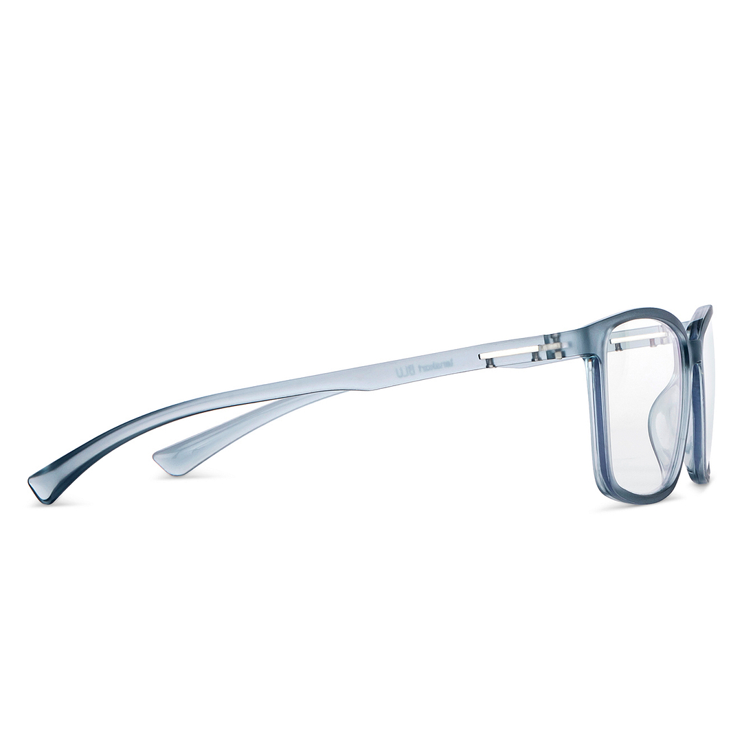 Lenskart BLU Screen Glasses Blue Block Zero Power Screen Glasses : Grey Transparent Full Rim Rectangle Lenskart Blu LB E14241-C2 left side