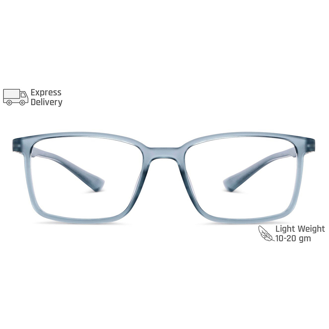 Lenskart BLU Screen Glasses Blue Block Zero Power Screen Glasses : Grey Transparent Full Rim Rectangle Lenskart Blu LB E14241-C2 right side