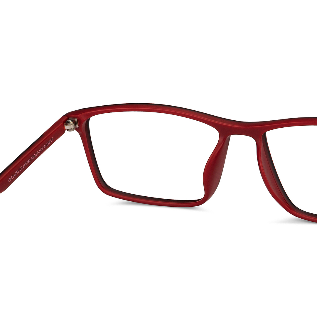 Lenskart BLU Screen Glasses Blue Block Zero Power Screen Glasses : Matte Black Red Full Rim Rectangle Lenskart Blu LB E14255-C2 right side