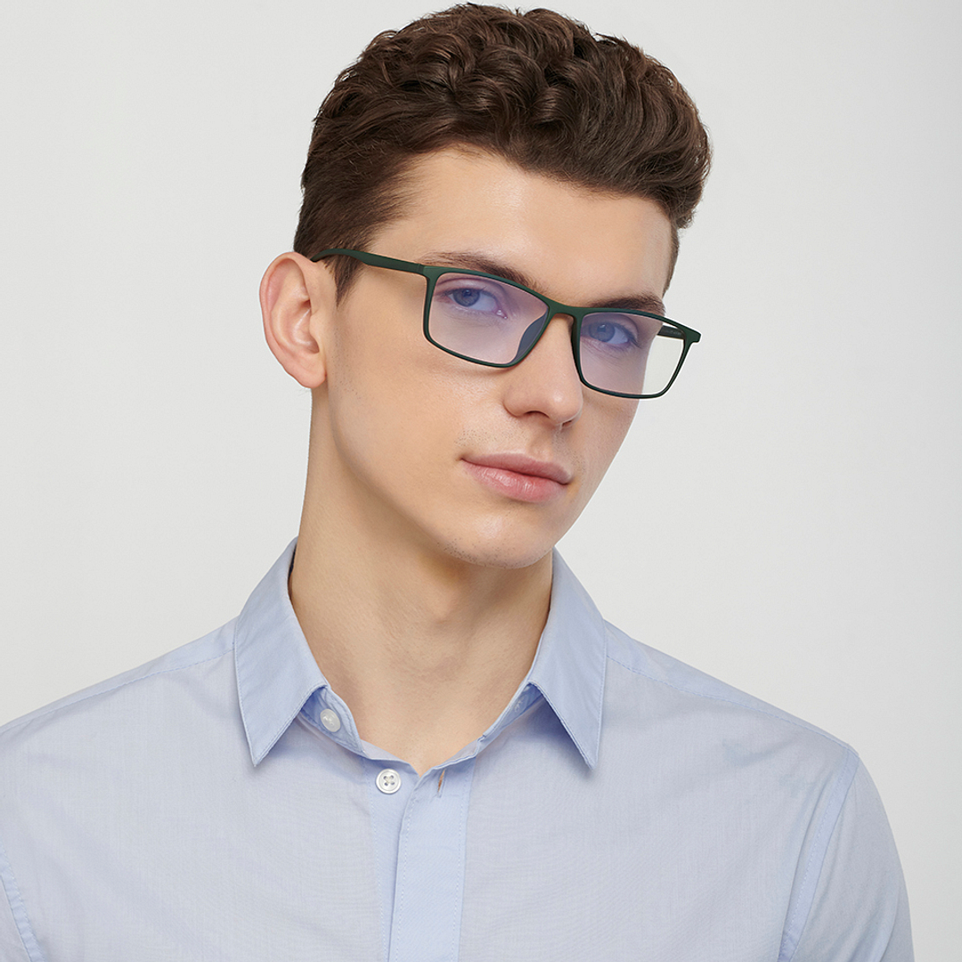 Lenskart BLU Screen Glasses Blue Block Zero Power Screen Glasses: Green Full Rim Rectangle Lenskart Blu LB E14255-C4 right side