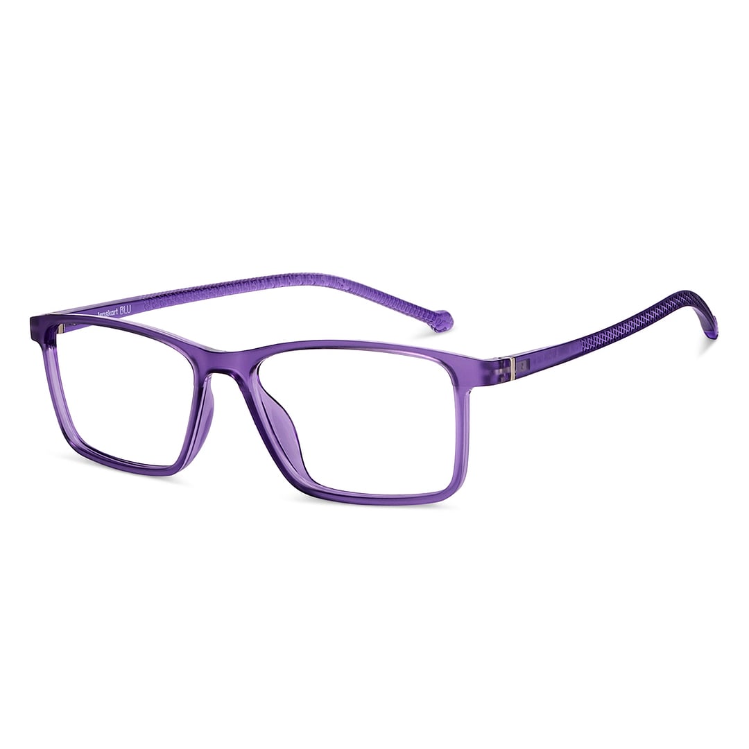 Lenskart BLU Screen Glasses Blue Block Zero Power Screen Glasses : Purple Full Rim Rectangle Lenskart Blu LB E14270-C3 right side