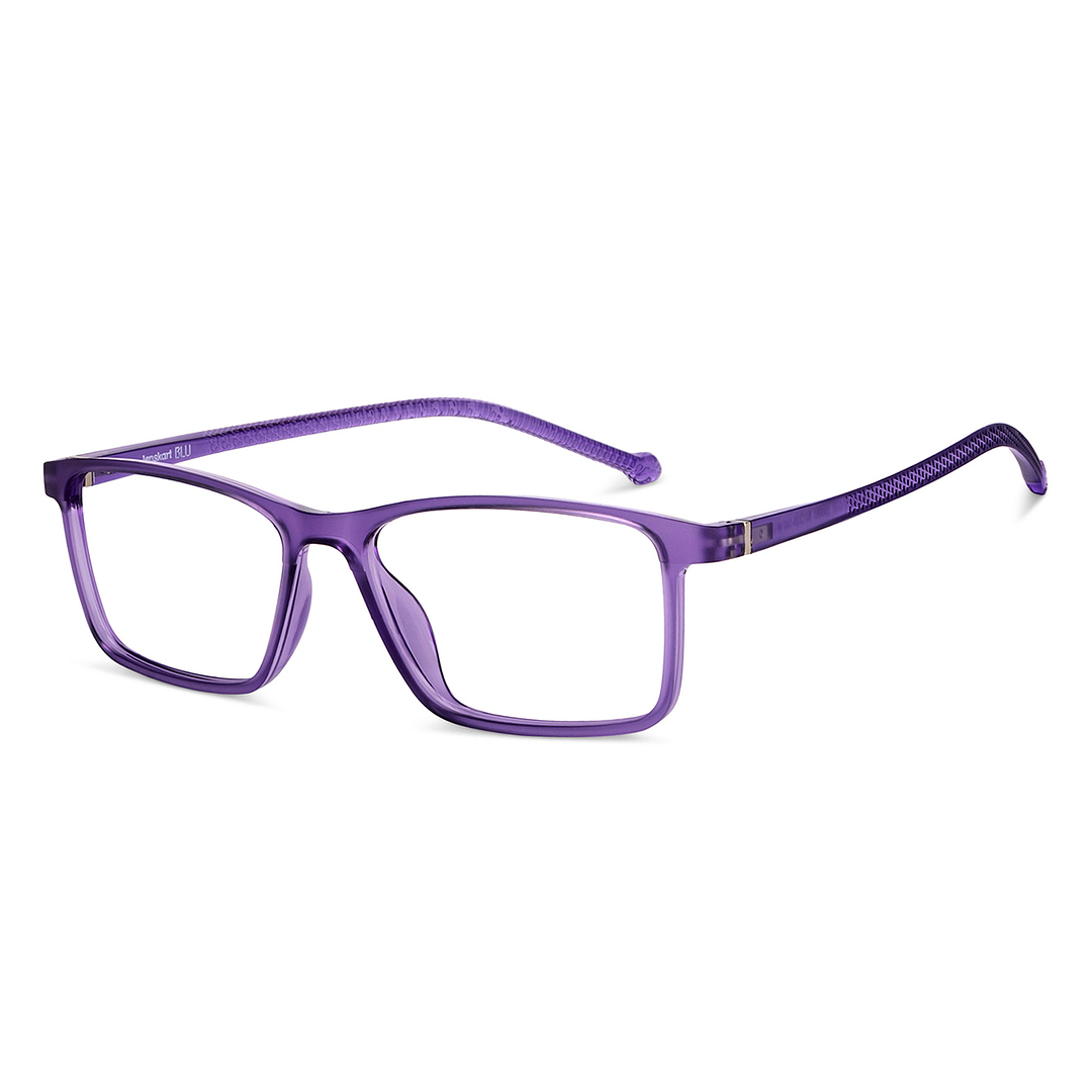 Lenskart BLU Screen Glasses Blue Block Zero Power Screen Glasses : Purple Full Rim Rectangle Lenskart Blu LB E14270-C3 left side