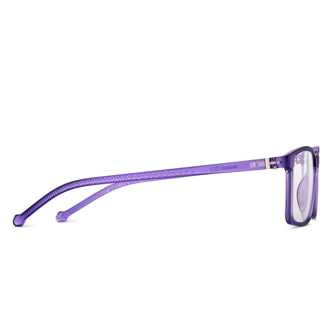 Lenskart BLU Screen Glasses Blue Block Zero Power Screen Glasses : Purple Full Rim Rectangle Lenskart Blu LB E14270-C3 right side