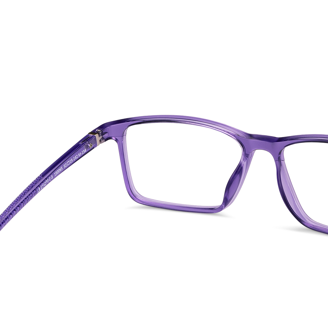 Lenskart BLU Screen Glasses Blue Block Zero Power Screen Glasses : Purple Full Rim Rectangle Lenskart Blu LB E14270-C3 left side