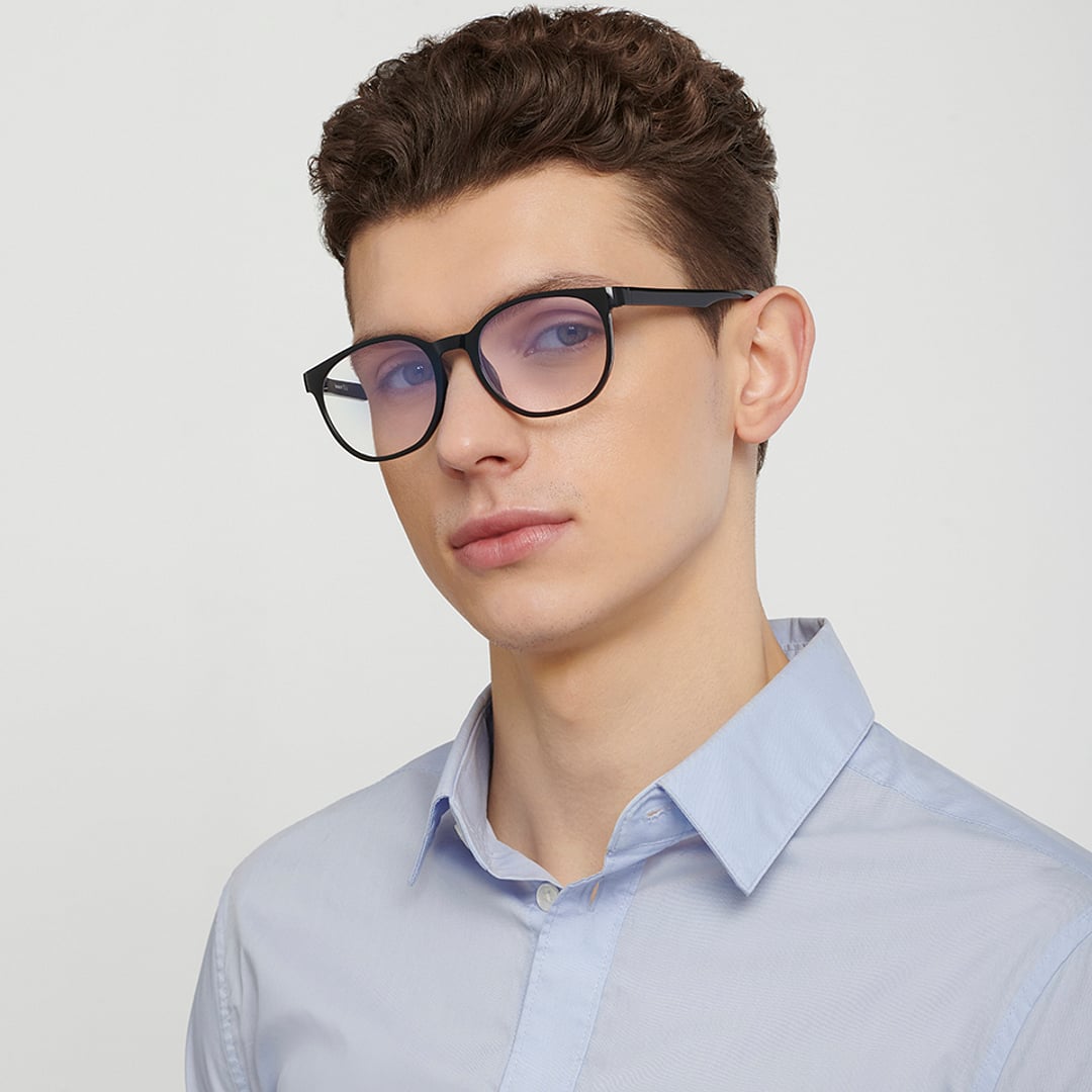 Lenskart BLU Screen Glasses Blue Block Zero Power Screen Glasses : Black Black Full Rim Round Lenskart Blu LB E14271-C2 right side