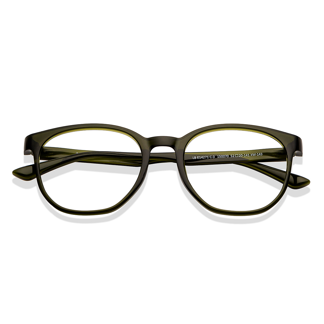 Lenskart BLU Screen Glasses Blue Block Zero Power Screen Glasses : Green Full Rim Round Lenskart Blu LB E14271-C3 left side