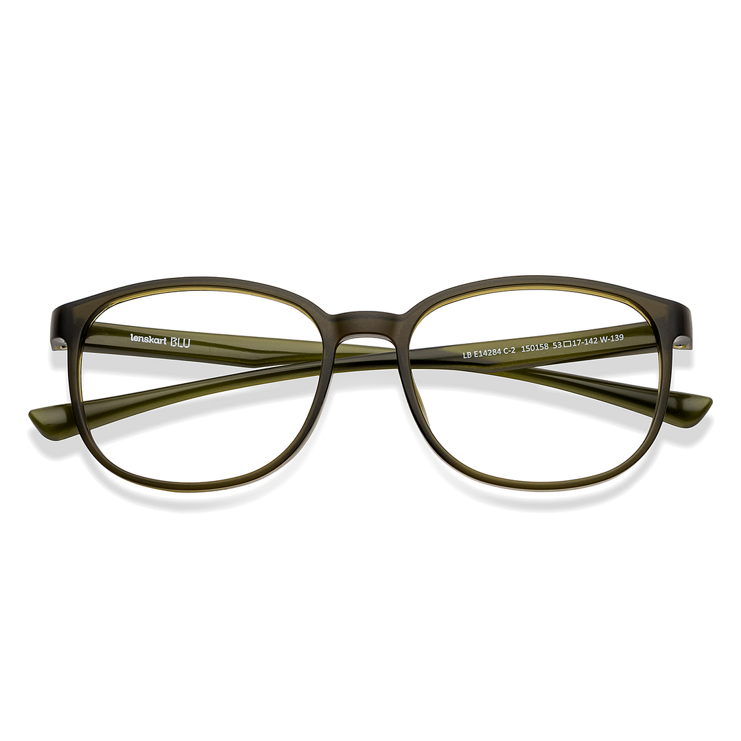 Lenskart BLU Screen Glasses Blue Block Zero Power Screen Glasses : Green Full Rim Square Lenskart BLU LB E14284-C2 left side