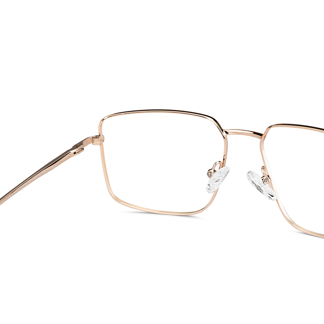 Lenskart BLU Screen Glasses Alaya : Blue Block Zero Power Screen Glasses: : Gold Black Full Rim Geometric Lenskart BLU LB E14483-C3 left side